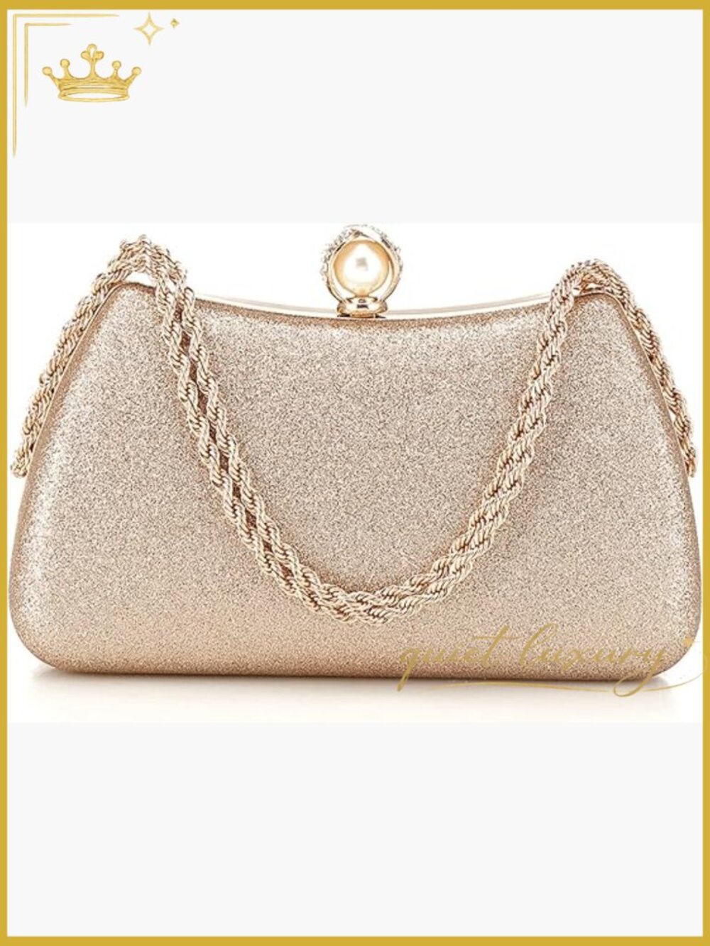Glitter Evening Clutch with Detachable Chain for Weddings Parties